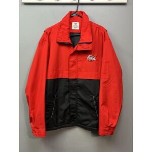 Coca-Cola Jacket Mens XL Tall Red Black Zip Lined Embroidered Uniform Made USA